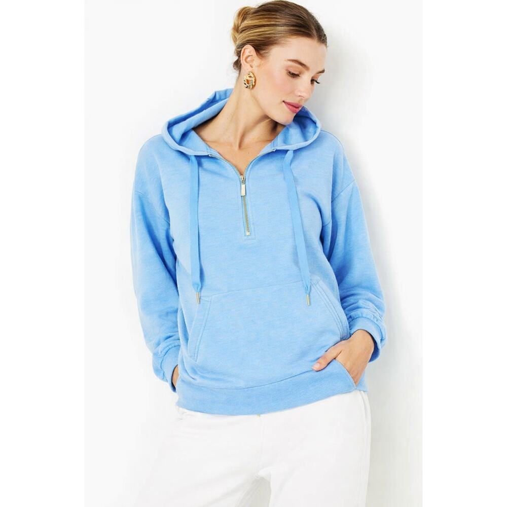 Lilly Pulitzer Suri Fleece Hoodie NWT Blue Pullover Size M